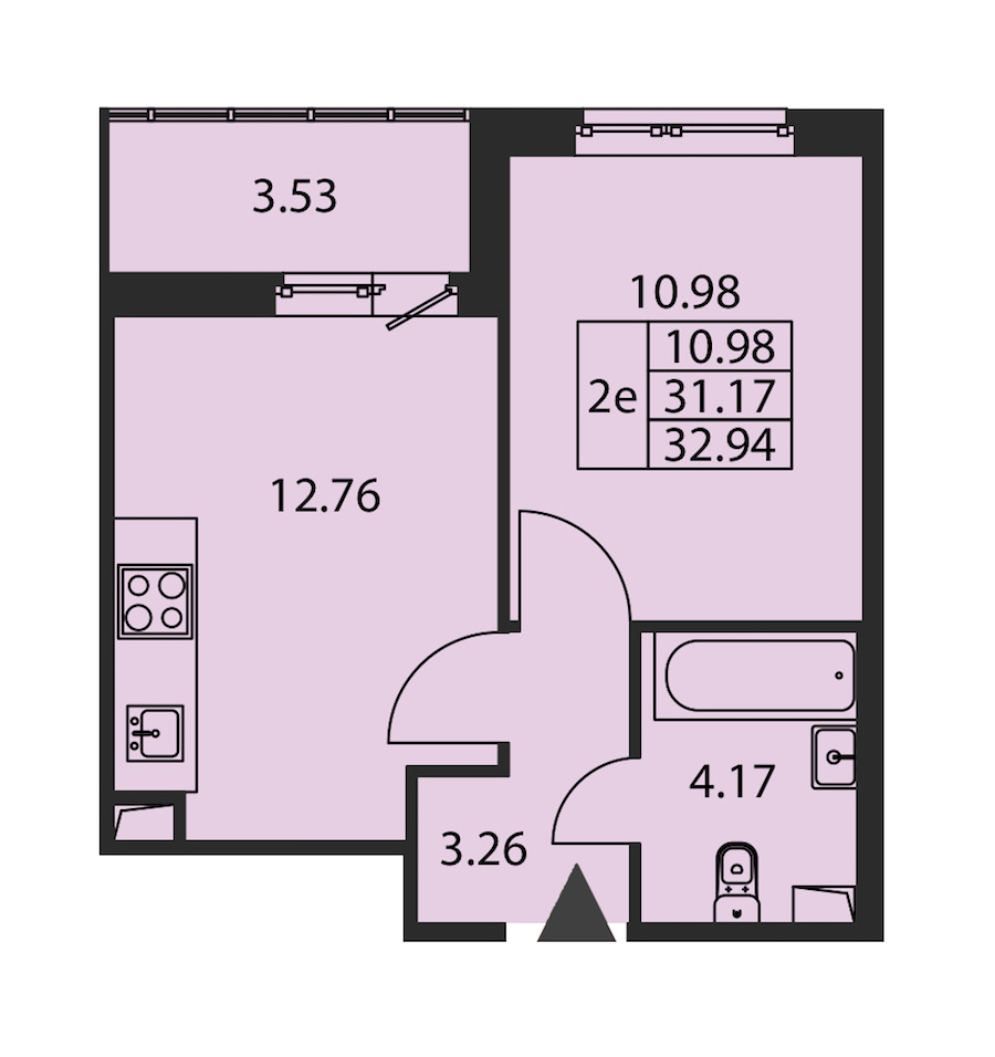 1-комнатная квартира 31.17 м², 1/12 эт., ЖК «Полис ЛАВрики»